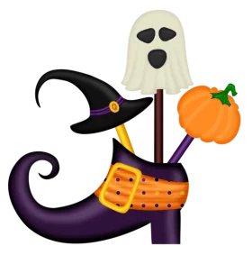 Whimsical Halloween Witch Boot Clipart with Ghost, Pumpkin and Witch Hat