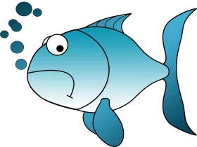 Adorable Blue Cartoon Fish with Bubbles Swimming Underwater Ocean Clipart