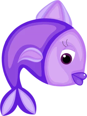 Adorable Purple Cartoon Fish with Big Eye and Playful Expression Clipart