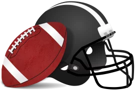 American Football and Black Helmet Sports Equipment Professional Clipart Illustration