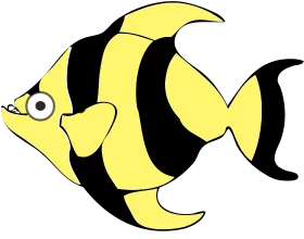 Bright Yellow and Black Striped Tropical Fish Cartoon Marine Life Clipart Illustration