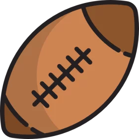 Classic American Football Brown Oval Ball with Laces Sports Equipment Clipart