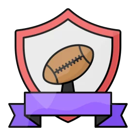 Football Trophy Shield with Purple Banner Sports Achievement Award Clipart