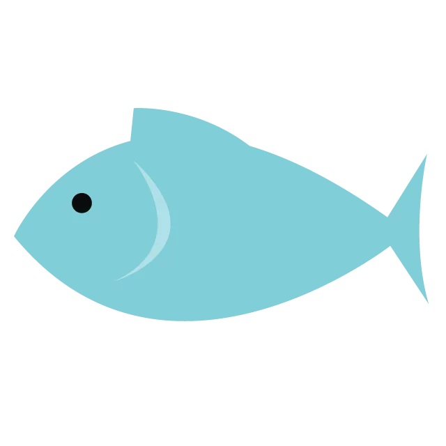 Simplistic Turquoise Blue Fish Clipart with Minimalist Design for Creative Projects