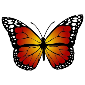 Vibrant Monarch-Style Butterfly Clipart with Orange and Red Gradient Wings