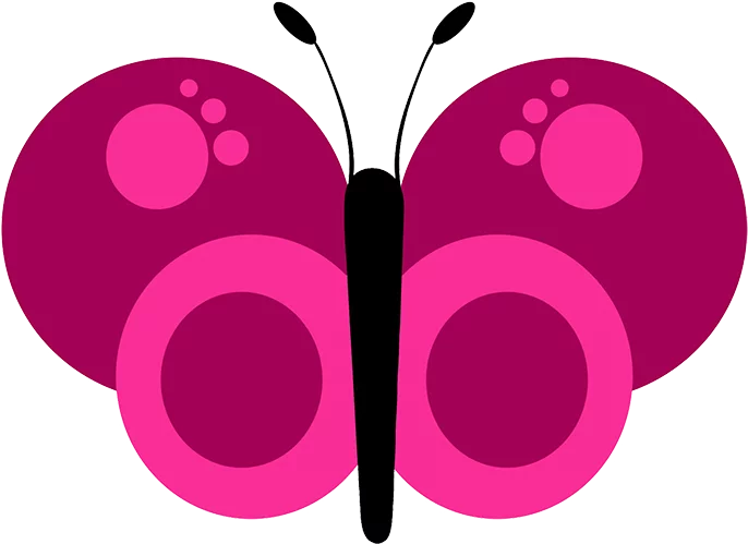 Vibrant Pink Butterfly Clipart with Circular Wing Patterns for Creative Projects