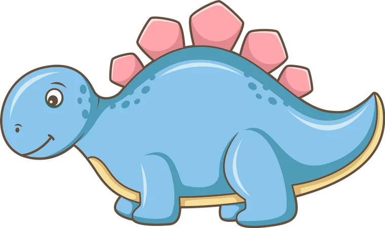 Adorable Blue Stegosaurus with Pink Plates Cartoon Dinosaur Clipart for Children