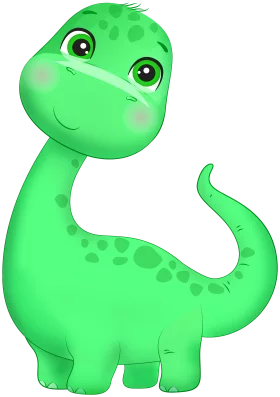 Adorable Bright Green Baby Brontosaurus Dinosaur with Spots Cartoon Clipart