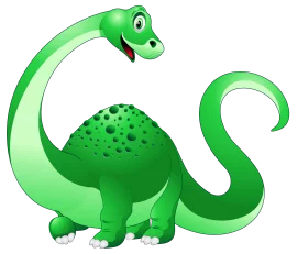 Adorable Green Brontosaurus Dinosaur Character for Children's Educational Clipart