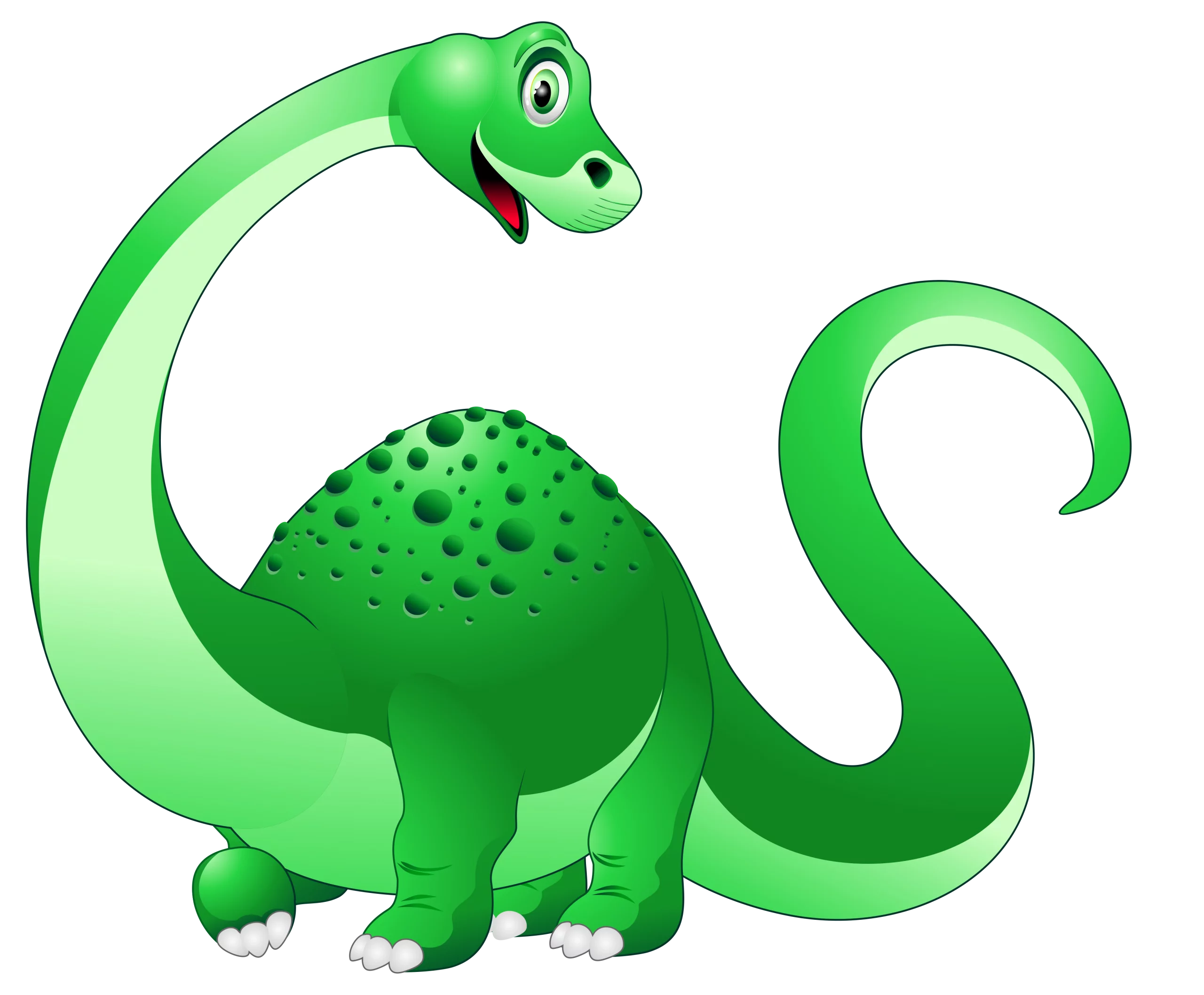 Adorable Green Brontosaurus Dinosaur Character for Children's Educational Clipart