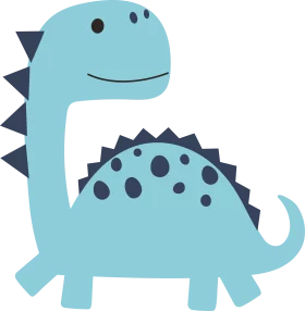 Adorable Light Blue Dinosaur with Spikes and Spots Cartoon Clipart for Children's Projects