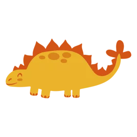 Adorable Orange Stegosaurus Dinosaur with Friendly Smile and Spiky Back Clipart