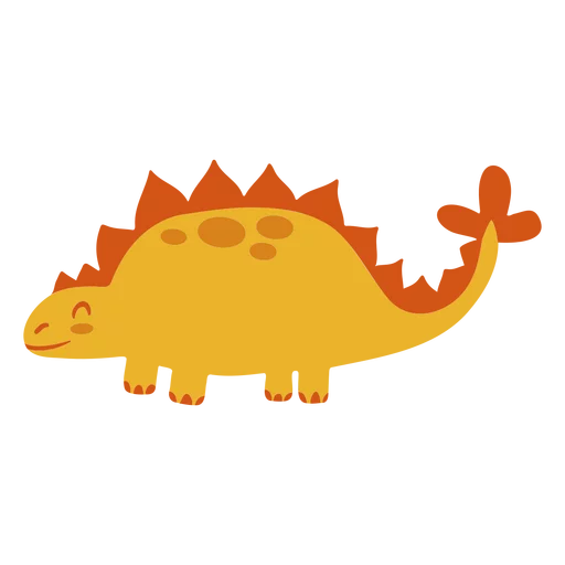 Adorable Orange Stegosaurus Dinosaur with Friendly Smile and Spiky Back Clipart