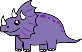 Adorable Purple Triceratops Dinosaur Clipart for Children's Educational Materials