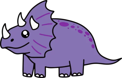 Adorable Purple Triceratops Dinosaur Clipart for Children's Educational Materials