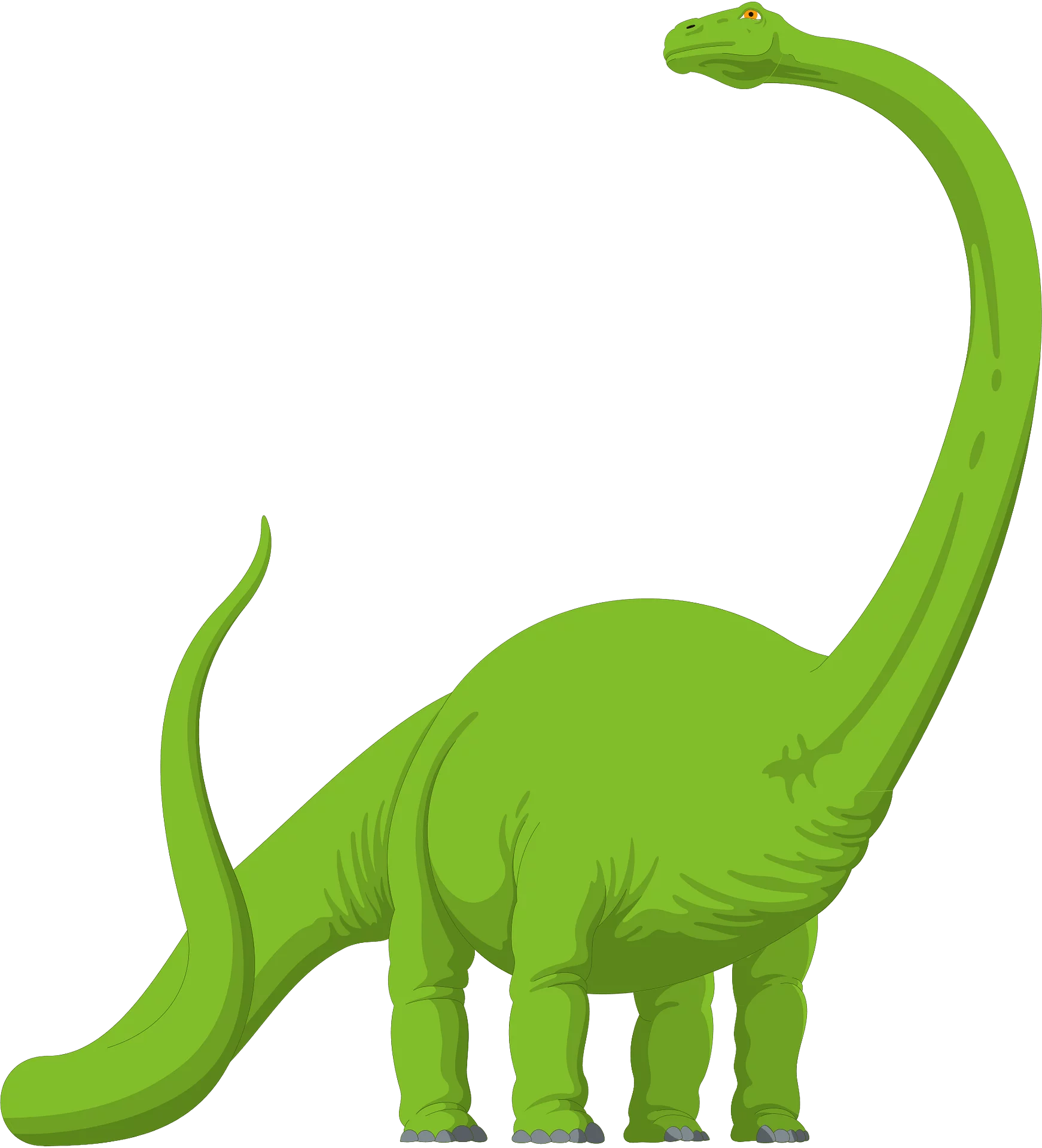 Bright Green Brachiosaurus Dinosaur Long Neck Jurassic Period Cartoon Clipart