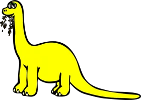 Bright Yellow Brontosaurus Dinosaur with Big Eyes Cartoon Clipart for Children