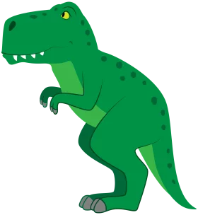 Cartoon Green T-Rex Dinosaur Clipart for Children's Educational Projects