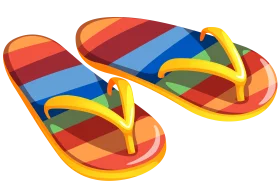 Colorful Rainbow Striped Beach Flip Flops Summer Vacation Footwear Clipart