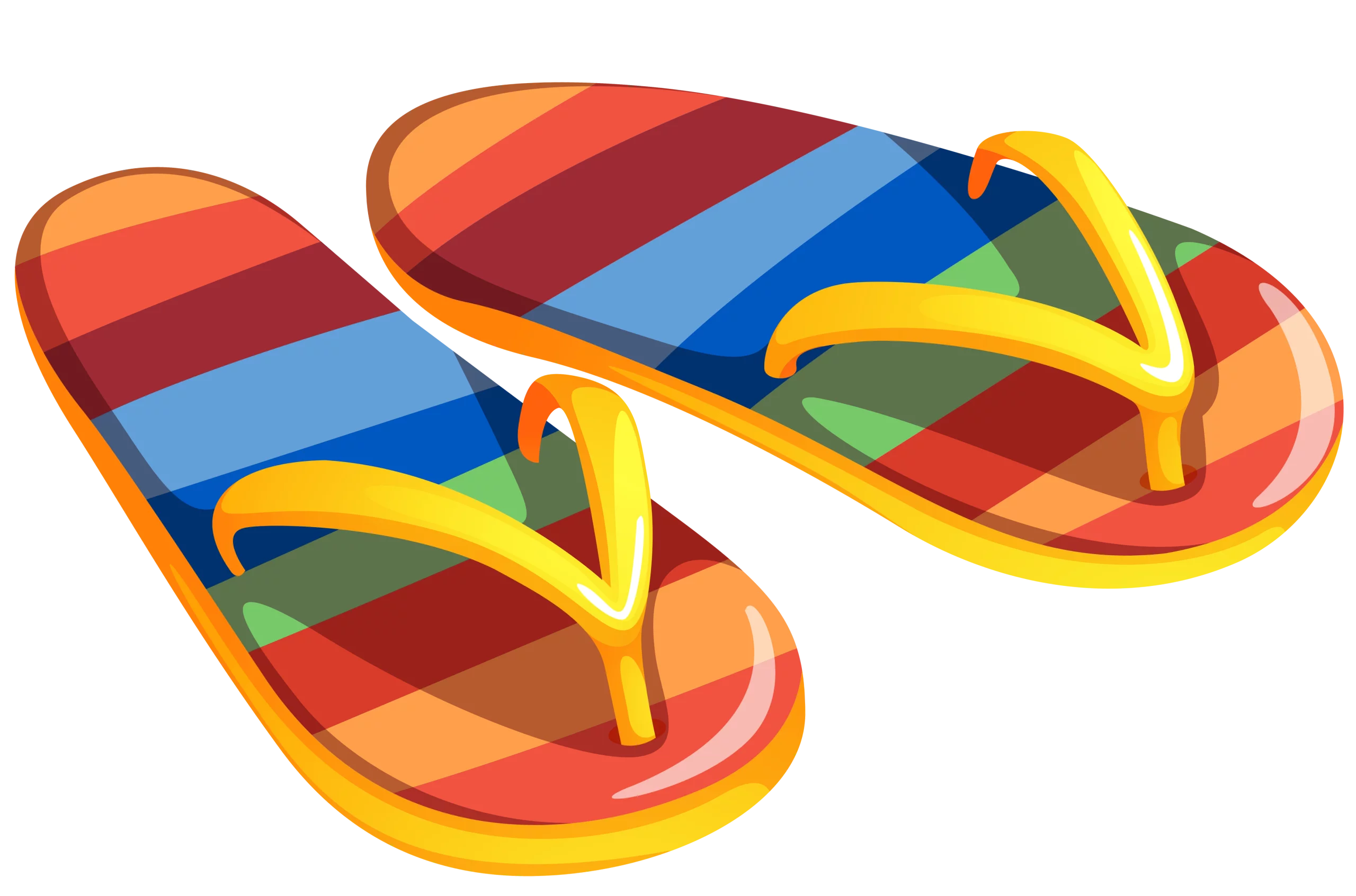 Colorful Rainbow Striped Beach Flip Flops Summer Vacation Footwear Clipart