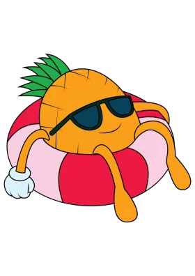 Cool Pineapple Relaxing on Beach Float Summer Vacation Fun Clipart