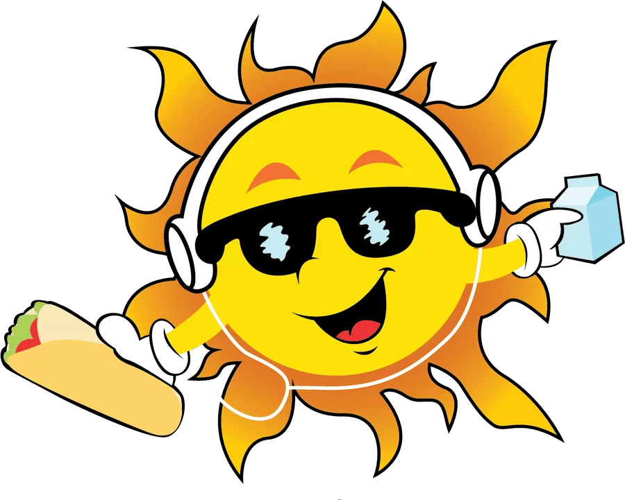 Cool Summer Sun with Sunglasses and Ice Cream Cartoon Clipart Character