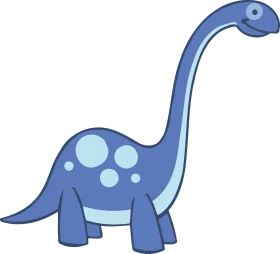 Cute Blue Brontosaurus Dinosaur with Long Neck and Spots Children's Clipart