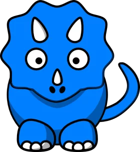 Cute Blue Triceratops Dinosaur Character for Children's Educational Clipart Collection