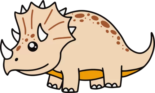 Cute Cartoon Triceratops Dinosaur with Spiked Frill and Horns Clipart Illustration