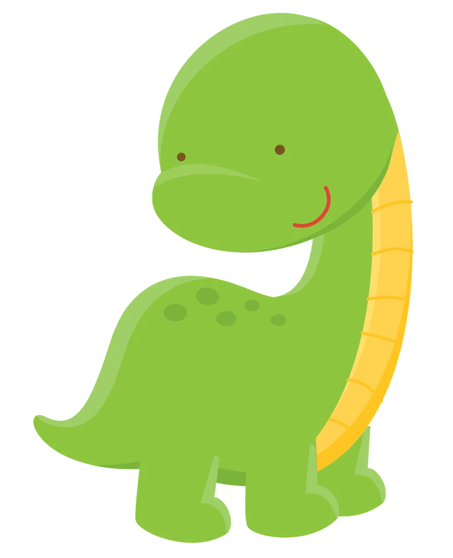 Cute Green Baby Brontosaurus Dinosaur Cartoon Clipart for Children's Projects