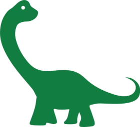 Cute Green Brachiosaurus Dinosaur Silhouette Clipart for Children's Projects