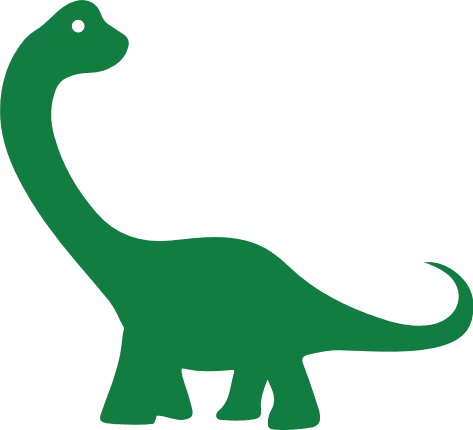 Cute Green Brachiosaurus Dinosaur Silhouette Clipart for Children's Projects