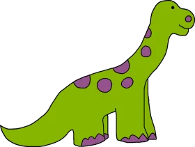 Cute Green Brontosaurus with Purple Spots Dinosaur Clipart for Children's Projects