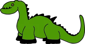 Cute Green Cartoon Dinosaur with Spiky Back - Friendly Prehistoric Clipart