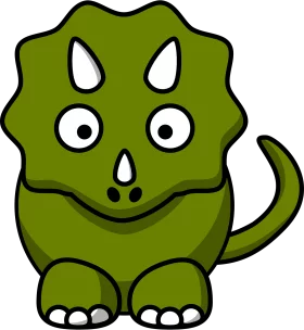 Cute Green Triceratops Dinosaur Clipart for Children's Educational Materials