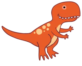 Cute Orange T-Rex Dinosaur with Spots Cartoon Character Vector Clipart