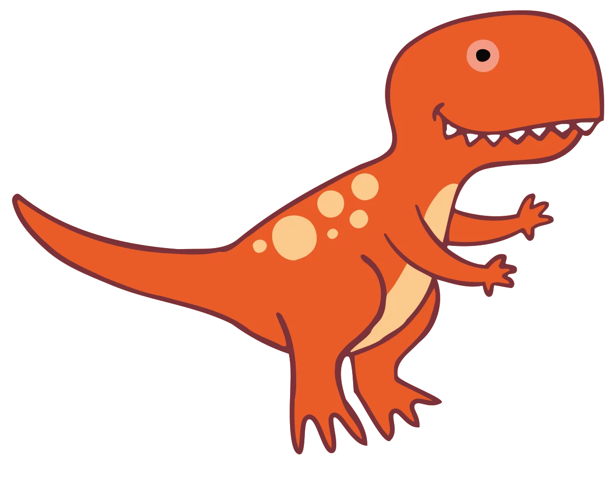 Cute Orange T-Rex Dinosaur with Spots Cartoon Character Vector Clipart