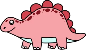 Cute Pink Stegosaurus Cartoon Dinosaur Clipart for Children's Educational Materials