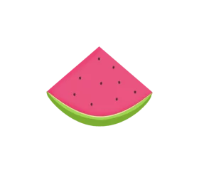 Cute Triangular Pink Watermelon Slice with Black Seeds Summer Fruit Clipart