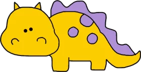 Cute Yellow Baby Stegosaurus with Purple Spikes - Adorable Cartoon Dinosaur Clipart for Children