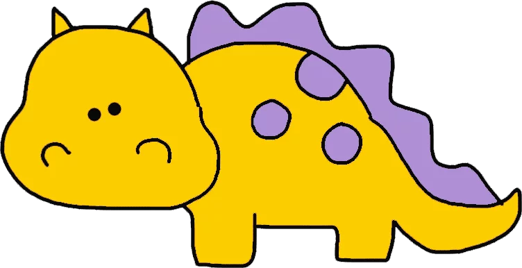 Cute Yellow Baby Stegosaurus with Purple Spikes - Adorable Cartoon Dinosaur Clipart for Children