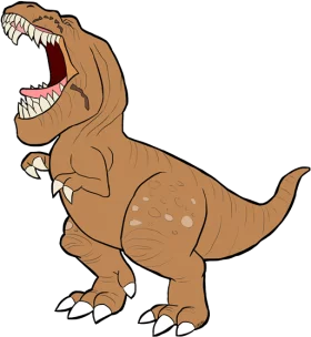 Ferocious Brown T-Rex Dinosaur with Open Mouth Cartoon Prehistoric Clipart