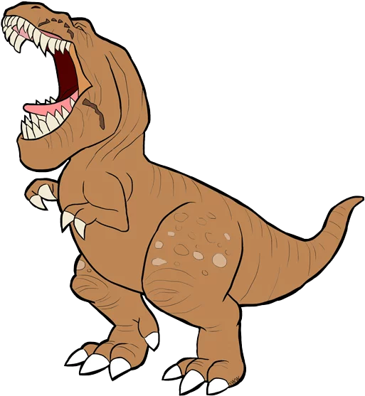 Ferocious Brown T-Rex Dinosaur with Open Mouth Cartoon Prehistoric Clipart