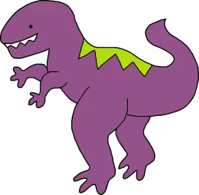 Playful Purple T-Rex Dinosaur with Green Spikes Children's Educational Clipart