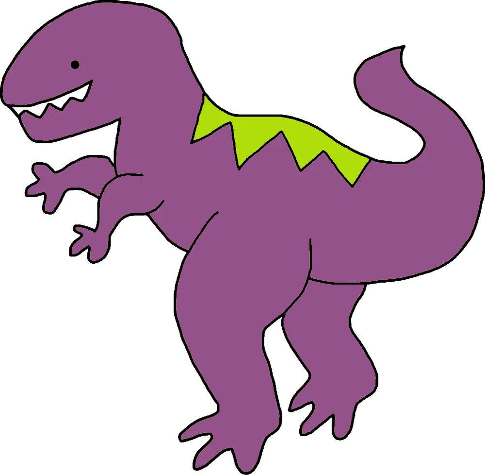 Playful Purple T-Rex Dinosaur with Green Spikes Children's Educational Clipart