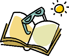 Sunny Summer Reading with Sunglasses on Open Book Illustrated Clipart