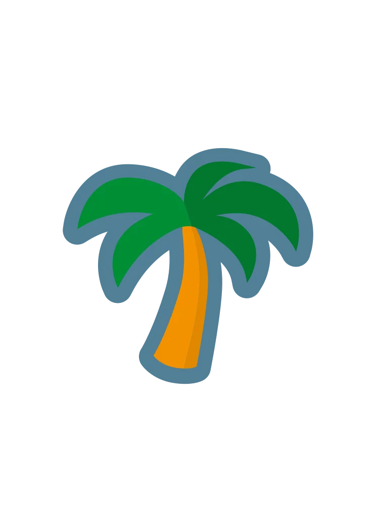 Tropical Palm Tree Summer Beach Vacation Paradise Island Cartoon Clipart