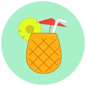 Tropical Pineapple Cocktail Summer Drink with Umbrella and Fruit Slice Clipart