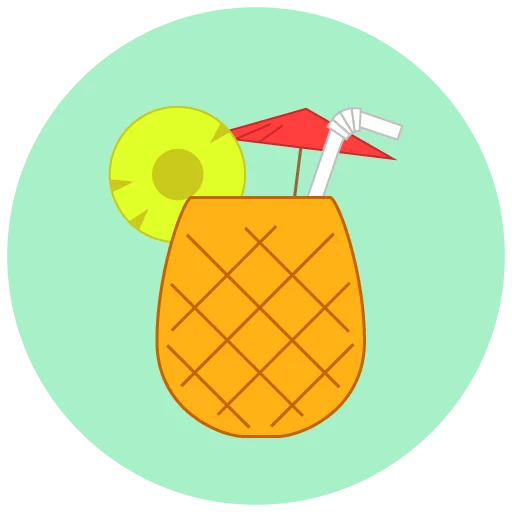 Tropical Pineapple Cocktail Summer Drink with Umbrella and Fruit Slice Clipart