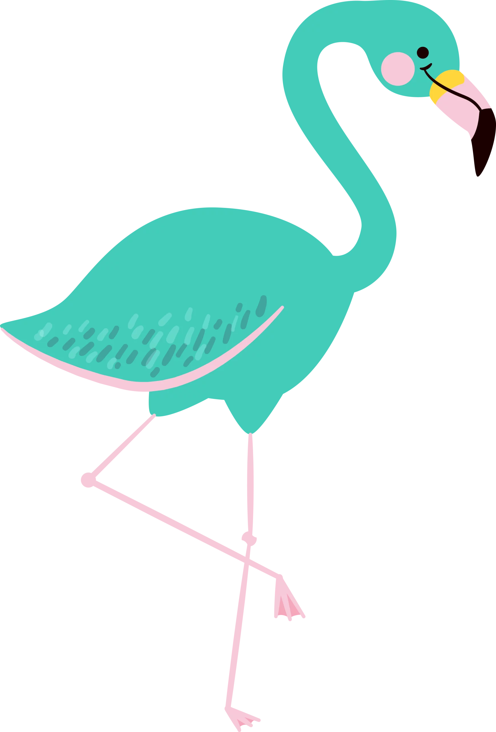 Tropical Teal Flamingo Summer Beach Party Decorative Cartoon Bird Clipart